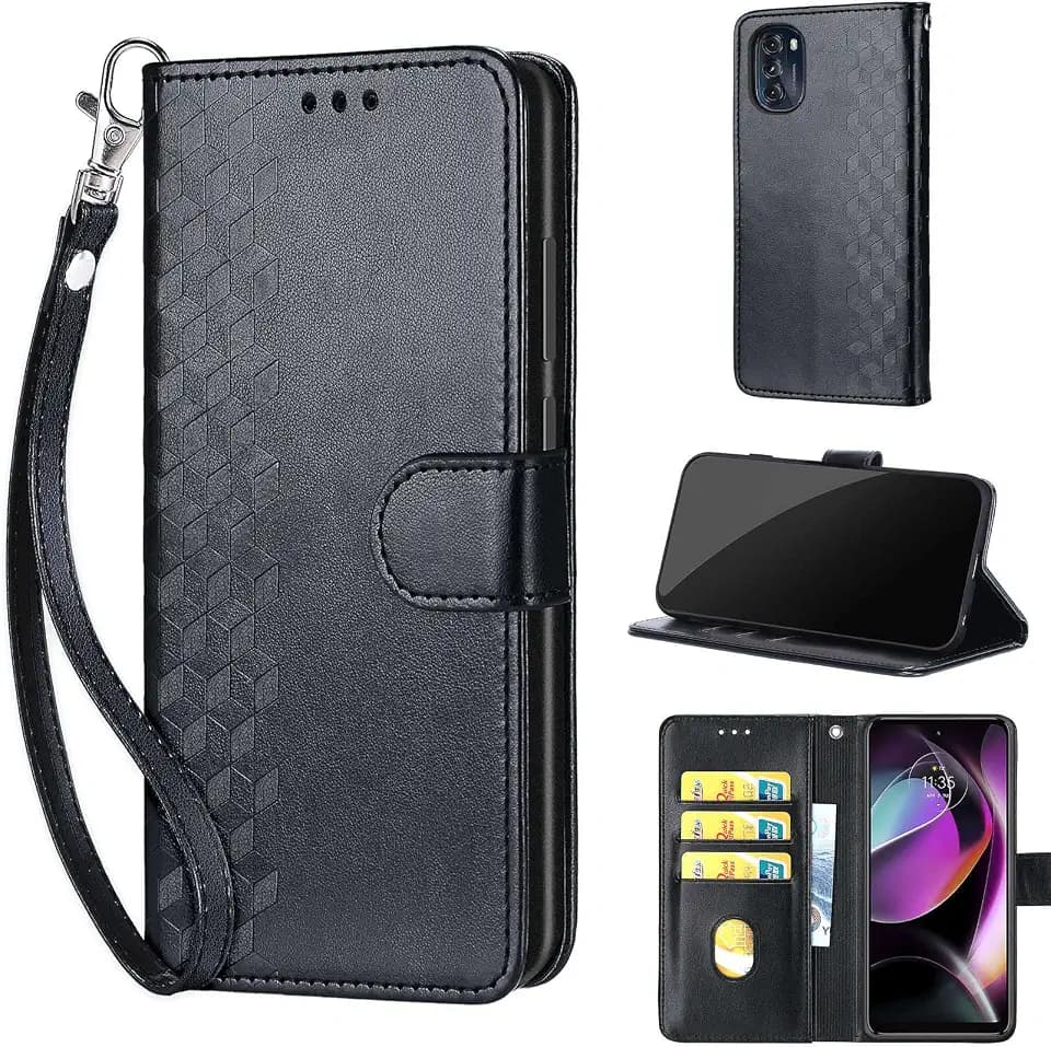 Wallet Case for Motorola Moto G 5G 2022, Black Cube