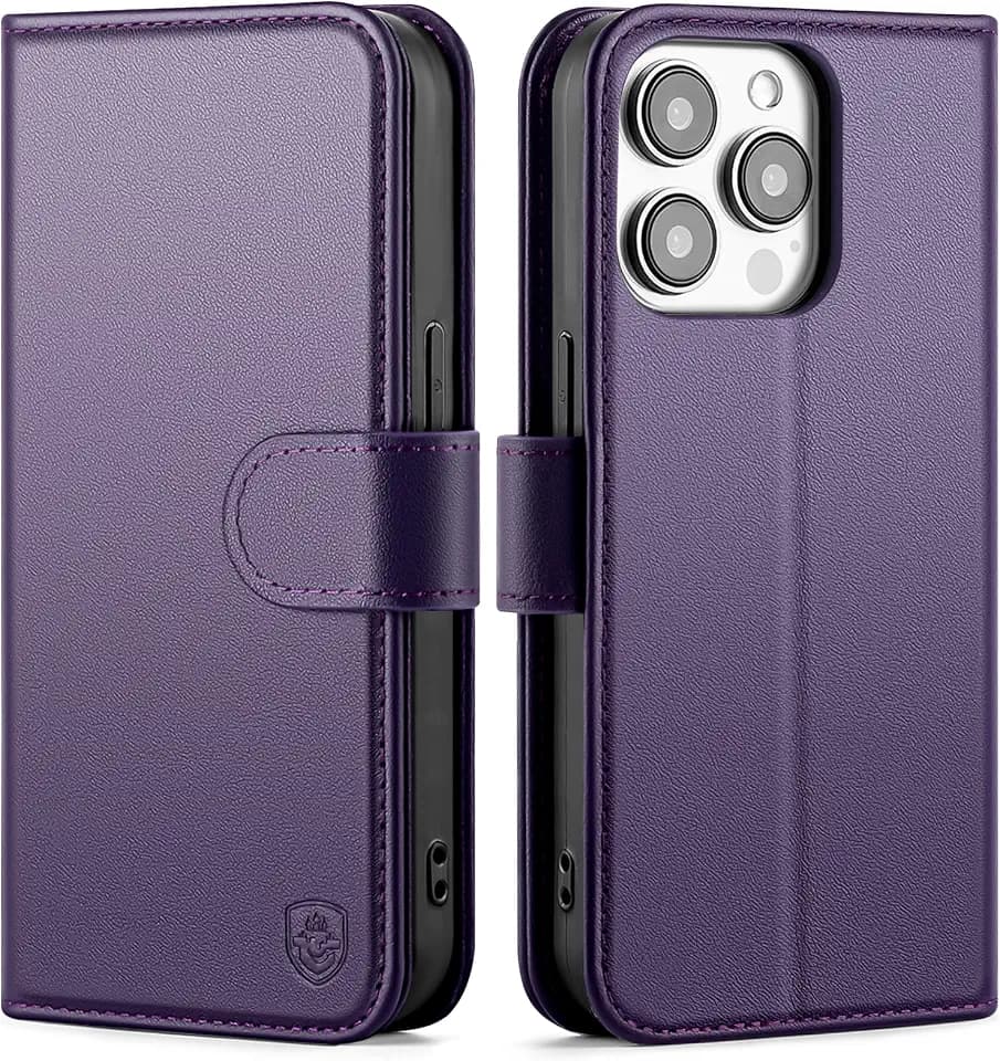 for iPhone 12/12 Pro Wallet Case with Card Holder,Purple