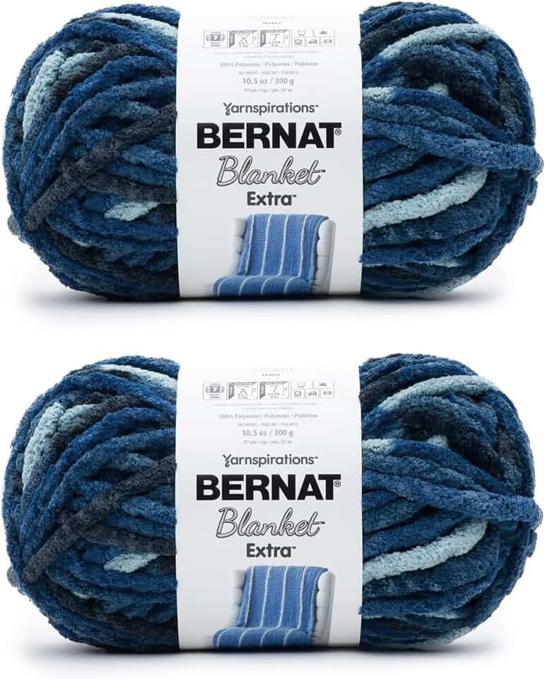 Bernat Blanket Extra Teal Dreams Yarn - 2 Pack of 300g/10.5oz - Polyester - 7 Jumbo - 97 Yards - Knitting/Crochet