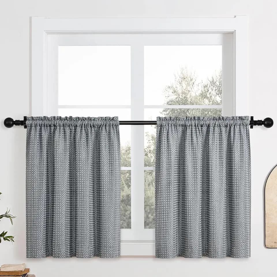 Home Queen Water Resistant Bathroom Window Curtains,28WX36L Inch