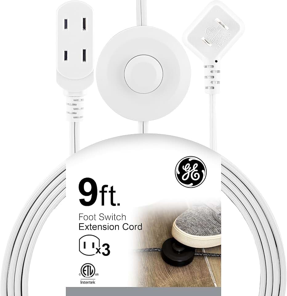 GE Extension Cord with Footswitch 3 Outlet Extension Cord