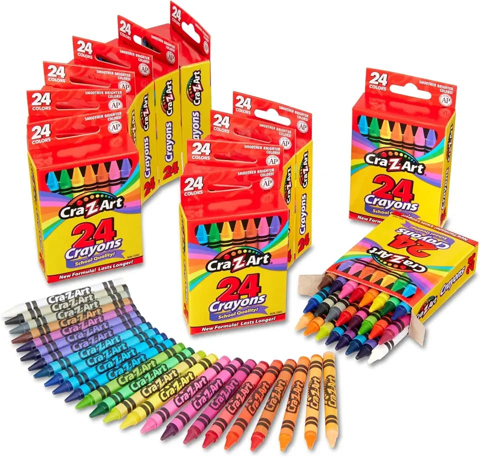 Bulk Crayons 24 Count, 12 Packs, Classroom Supplies for Teachers & Students, Back to School Essentials, Supplies for School, Home & Art Projects