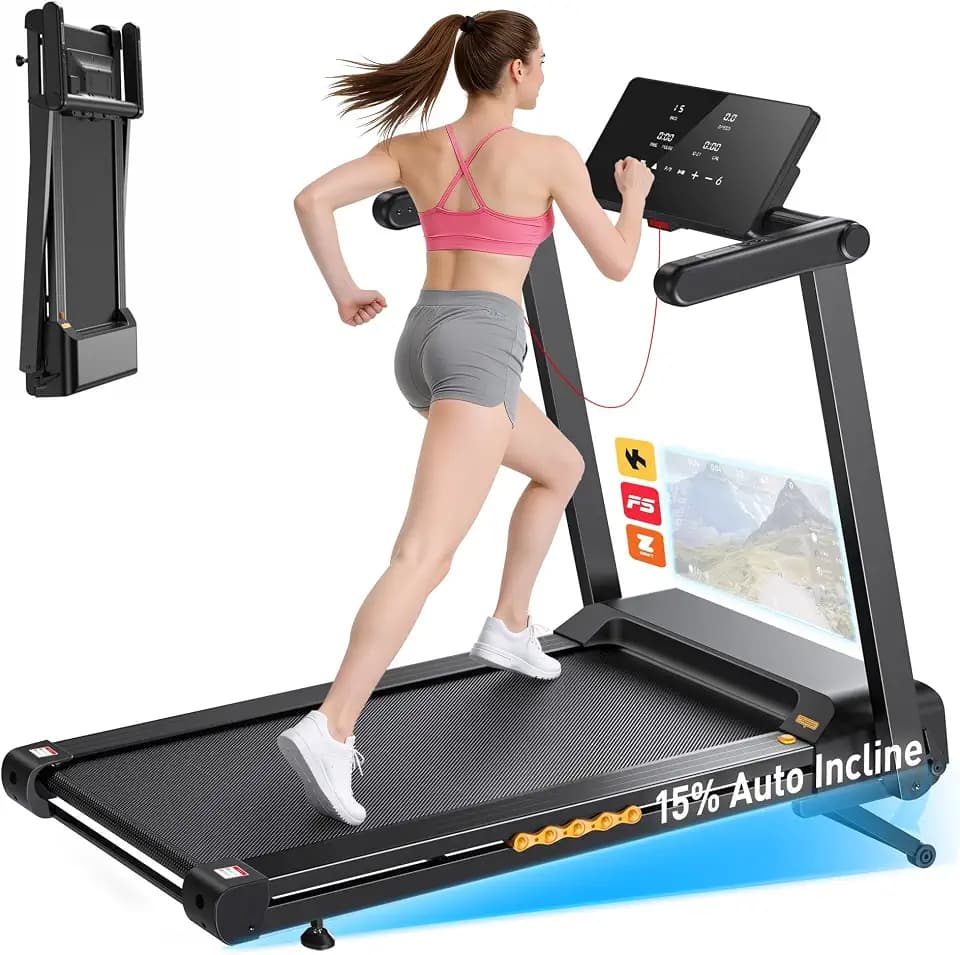 JAGJOG Foldable Treadmill, 15% Auto Incline, 300 lb, 8.8MPH, Heart Rate