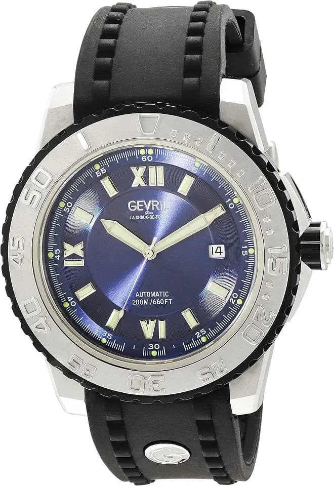 Gevril Seacloud Men's Automatic Watch, Genuine Leather Strap with Buckle