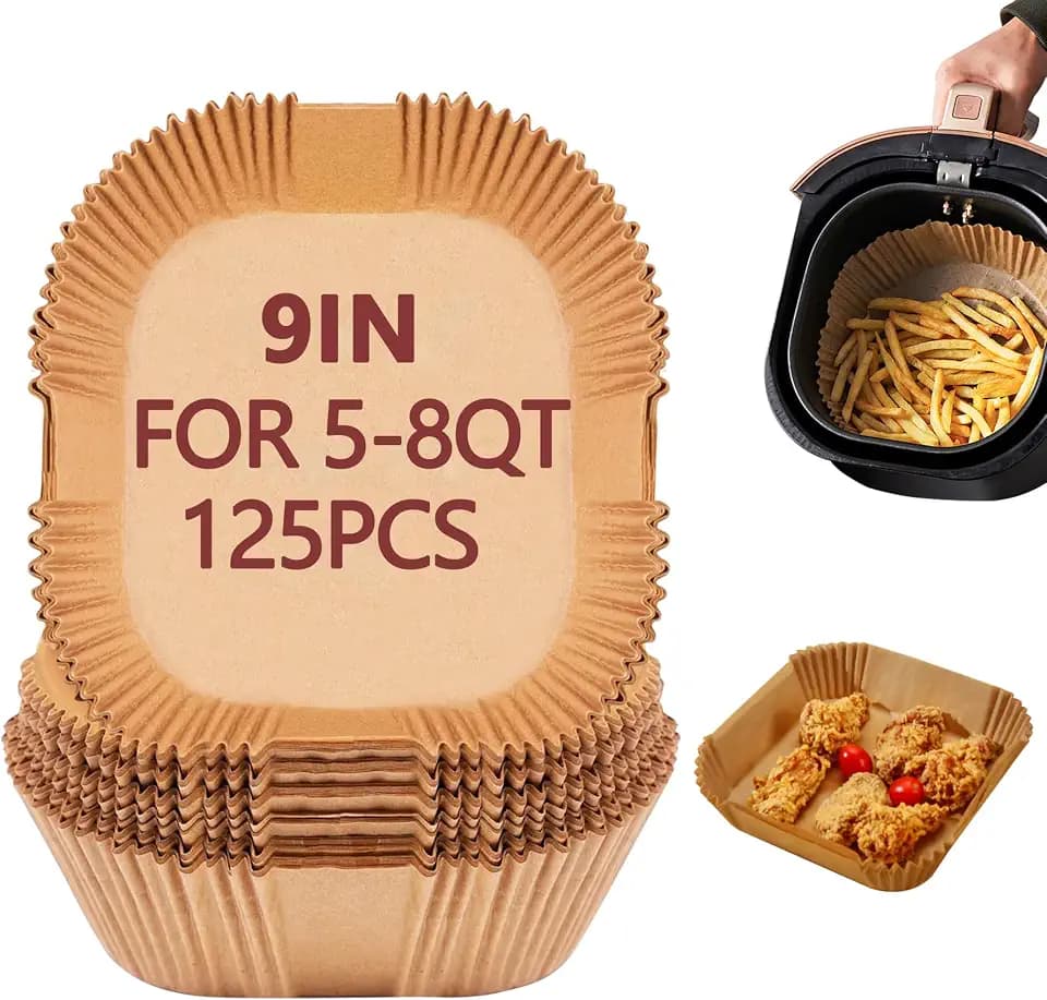 9 Inch Air Fryer Liners Disposable, 125 Pack Airfryer Paper for 5-8 QT