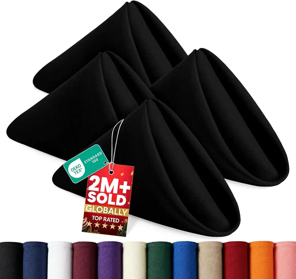 Utopia Home [24 Pack, Black] Cloth Napkins 17x17 Inches, 100% Polyester