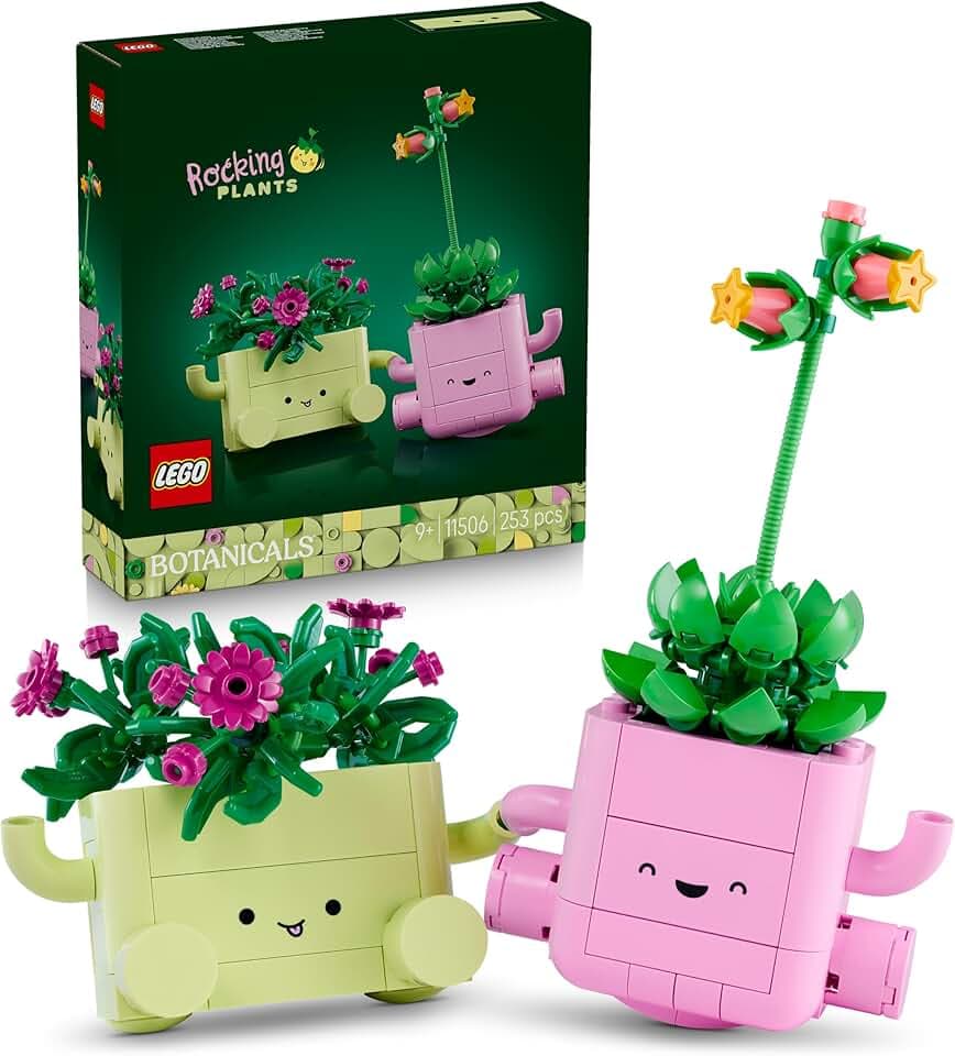 LEGO Botanicals Schaukelnde Pflanzen - Set mit Kunstblumen - mit 2 Kunstpflanzen & 2 pastellfarbenen Blumentöpfen für Schlafzimmer Deko - DIY Geschenkidee für Mädchen ab 9 Jahren & Erwachsene - 11506