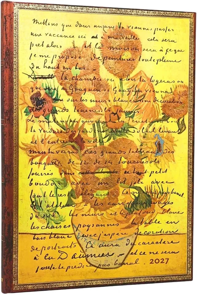 12-Monatskalender 2027 Van Gogh, Sonnenblumen Grande Vertikal: 1 Woche = 2 Seiten