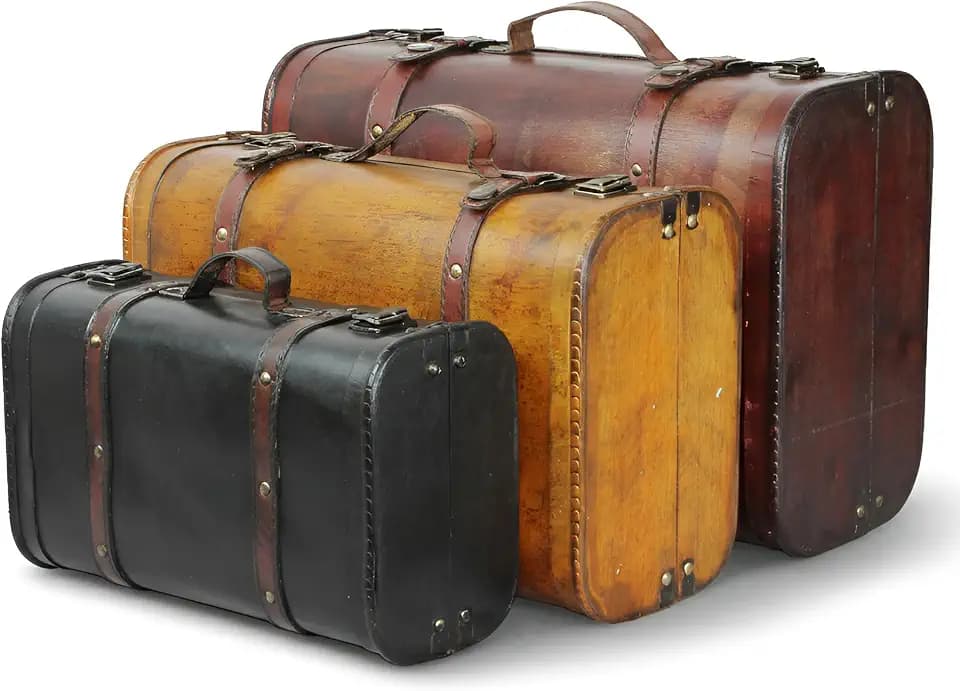 Vintiquewise(TM 3-Colored Vintage Style Luggage Suitcase/Trunk, Set of 3
