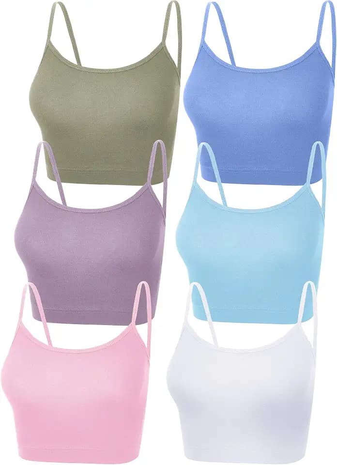 SATINIOR 6 Pack Women Spaghetti Strap Crop Top