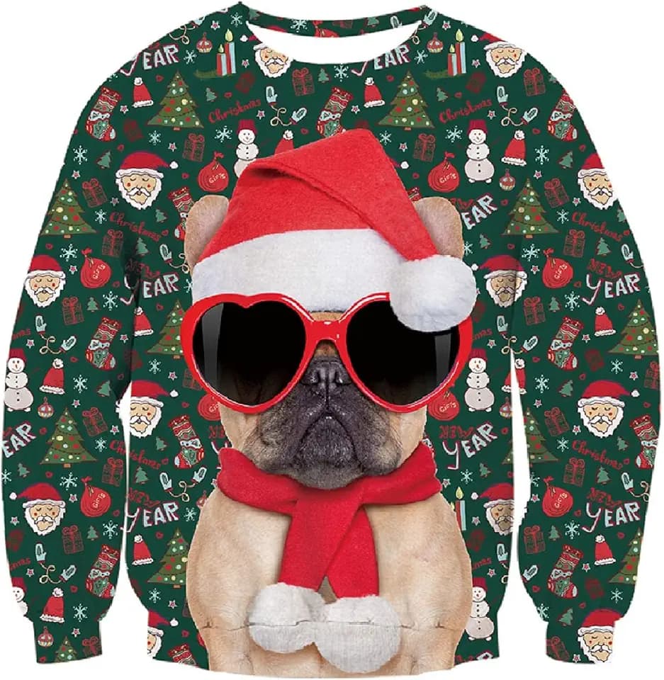 Fanient Unsiex Pullover Weihnachtspulli Ugly Weihnachtspullover Pulli 3D Gedruck Muster Rundhals Langarmshirt