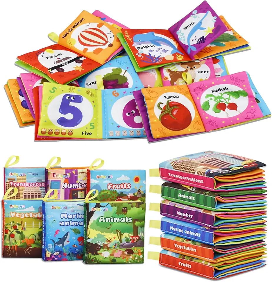 Dr.Rapeti 6 Stoffbücher für Babys‌, Baby-Soft-Tuchbuch (Englisch)