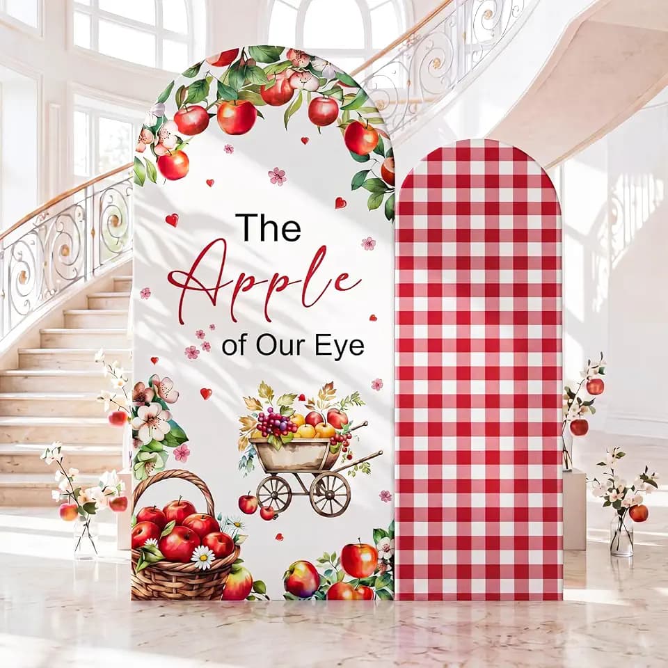 Tegeme 2 Pcs 7.2ft & 6ft The Apple of Our Eye Arch Backdrop Cover
