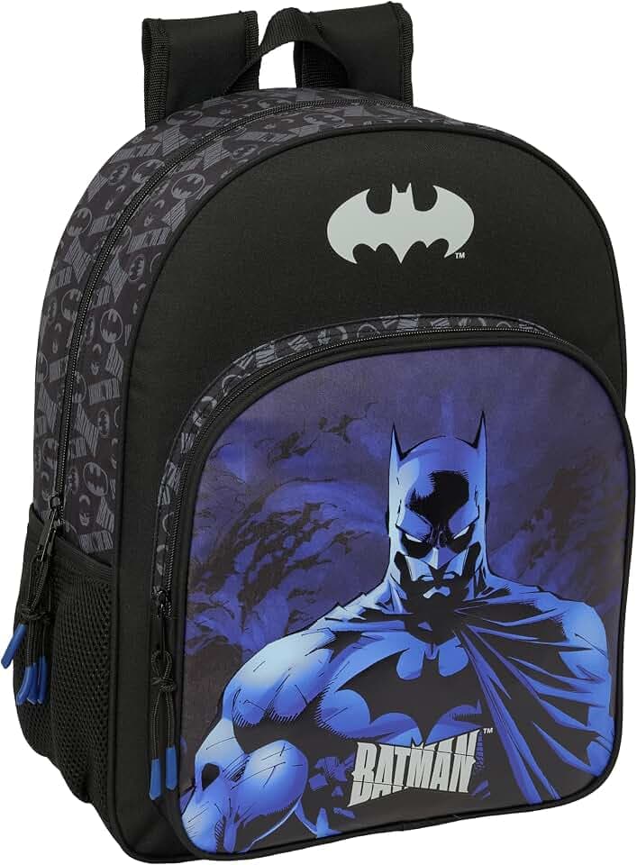 safta Batman Schulrucksack für Kinder, Kinderrucksack, anpassbar an den Wagen, ideal für Kinder im Schulalter, bequem und vielseitig, Qualität und Widerstandsfähigkeit, 33 x 14 x 42 cm