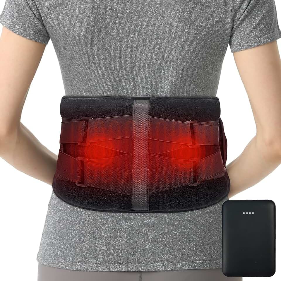 AROMA SEASON Wärmegürtel Vibrationsmassage mit Akku | Heizkissen für Rücken mit Massagegerät und Abschaltautomatik | Kabellos Rückenwärmer