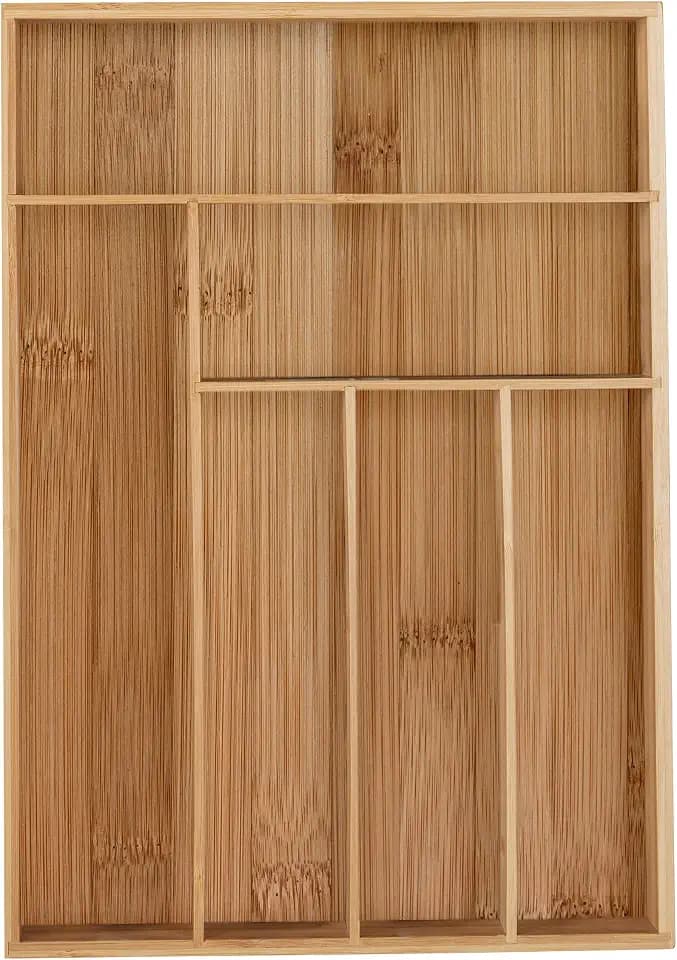 Relaxdays Besteckkasten, 6 Fächer, Bambus, Schubladenkasten für Besteck & Küchenutensilien, HBT: 5 x 30,5 x 43 cm, Natur