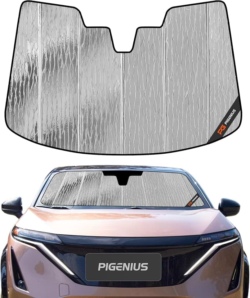 Pigenius Windshield Sunshade fits Ariya 2023-2025, Reversible Silver/Black