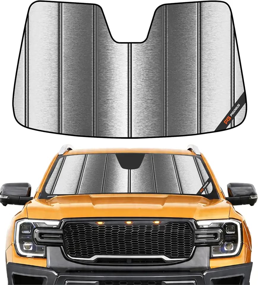 Pigenius Windshield Sunshade for Ford Ranger 2024-2026 Custom Front Window Sun Shade - Metallic