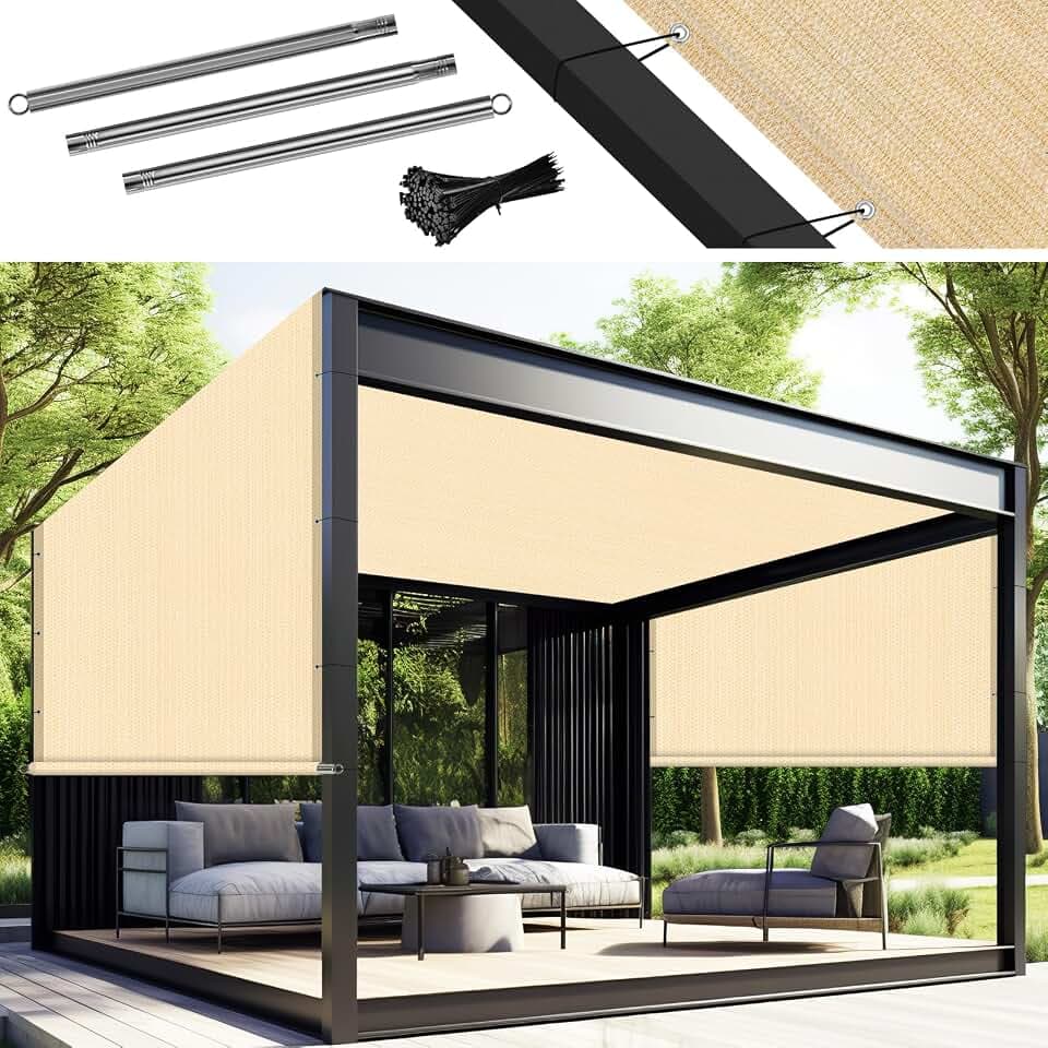 Amagenix 8' W x 16' L Pergola Shade Cover Replacement Canopy, Beige