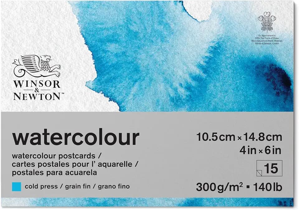 Winsor & Newton Classic Watercolor Paper Postcard Pad, 4" x 6", Natural White