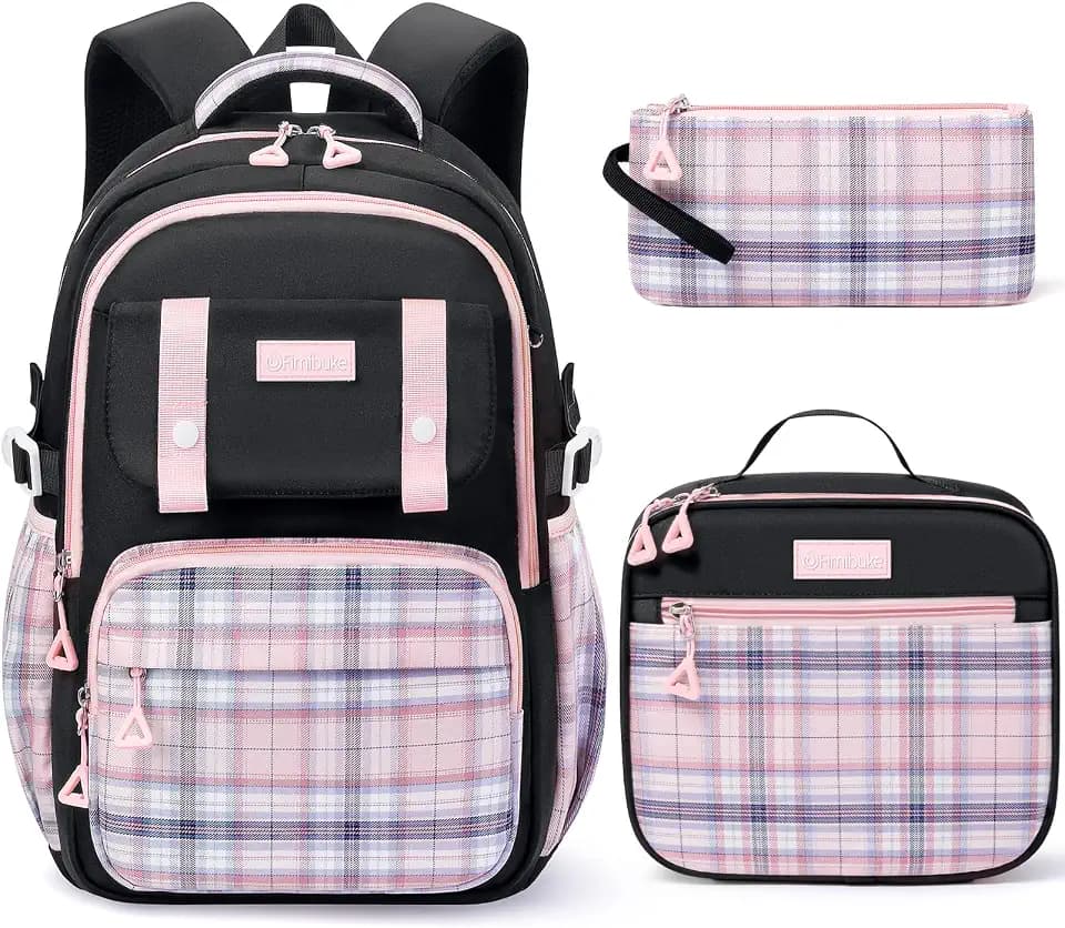 Fimibuke Kids Backpack for Girls, 3 PCS School Backpack with Lunch Box Set