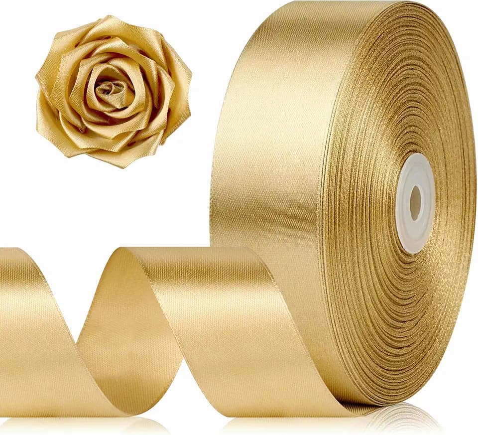 Champagne Gold Ribbon 1-1/2 Inch x 100 Yards, Satin Ribbon