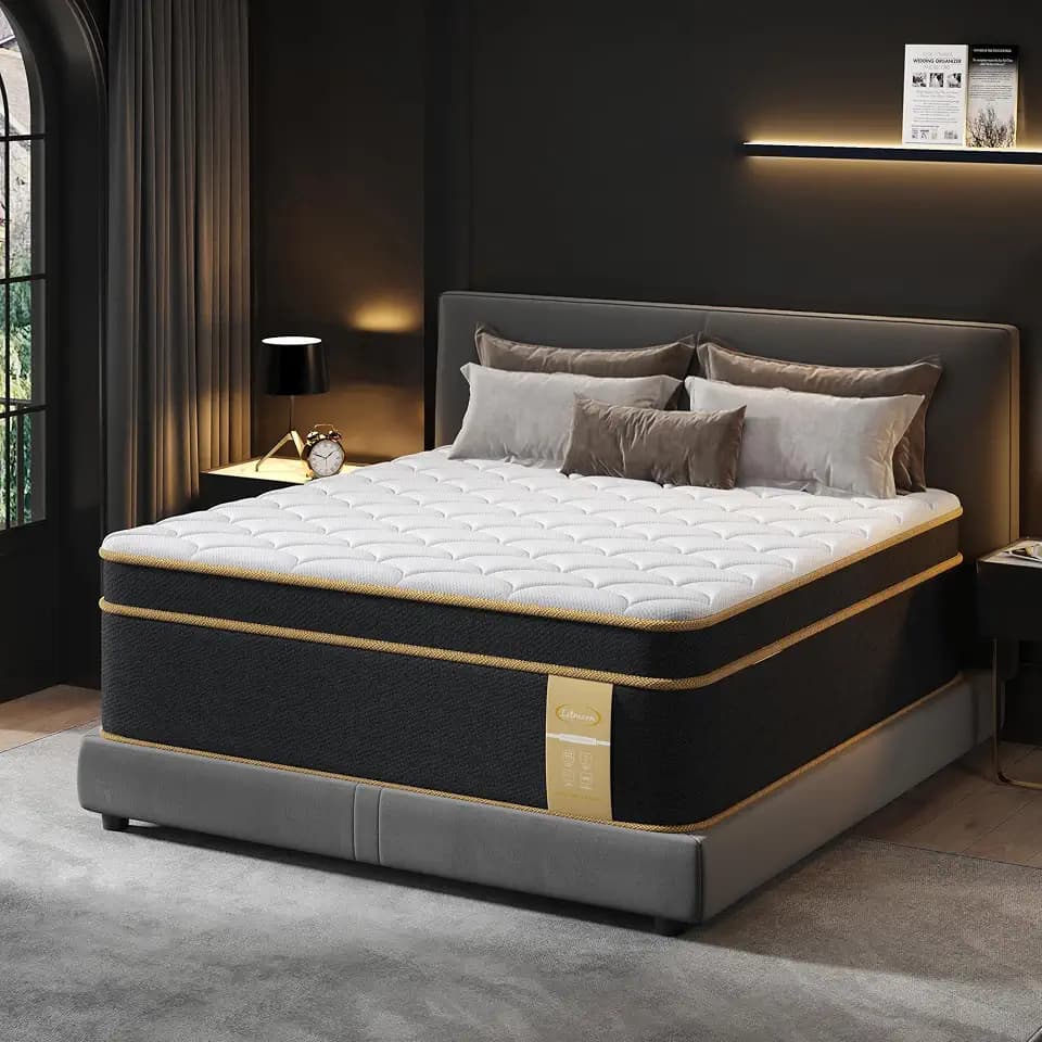 LETMOON Luxury California King Mattress 14 Inch, Hotel Collection Hybrid Gel Memory Foam Mattress Cal King Size Bed in a Box, Pressure & Back Pain Relief, 7-Zone Targeted Support, CertiPUR-US