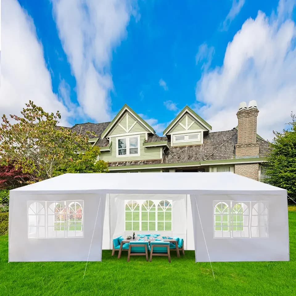 10x30 Canopy Tent Party Tent with 7 Sidewalls, White