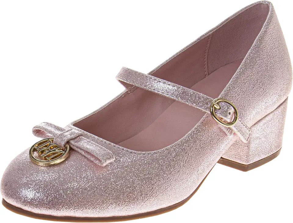 Josmo Girls Formal Dress Shoes Low Block Heel Slip-On Mary Jane Buckle Strap Pumps (Size Little Kid - Big Kid)