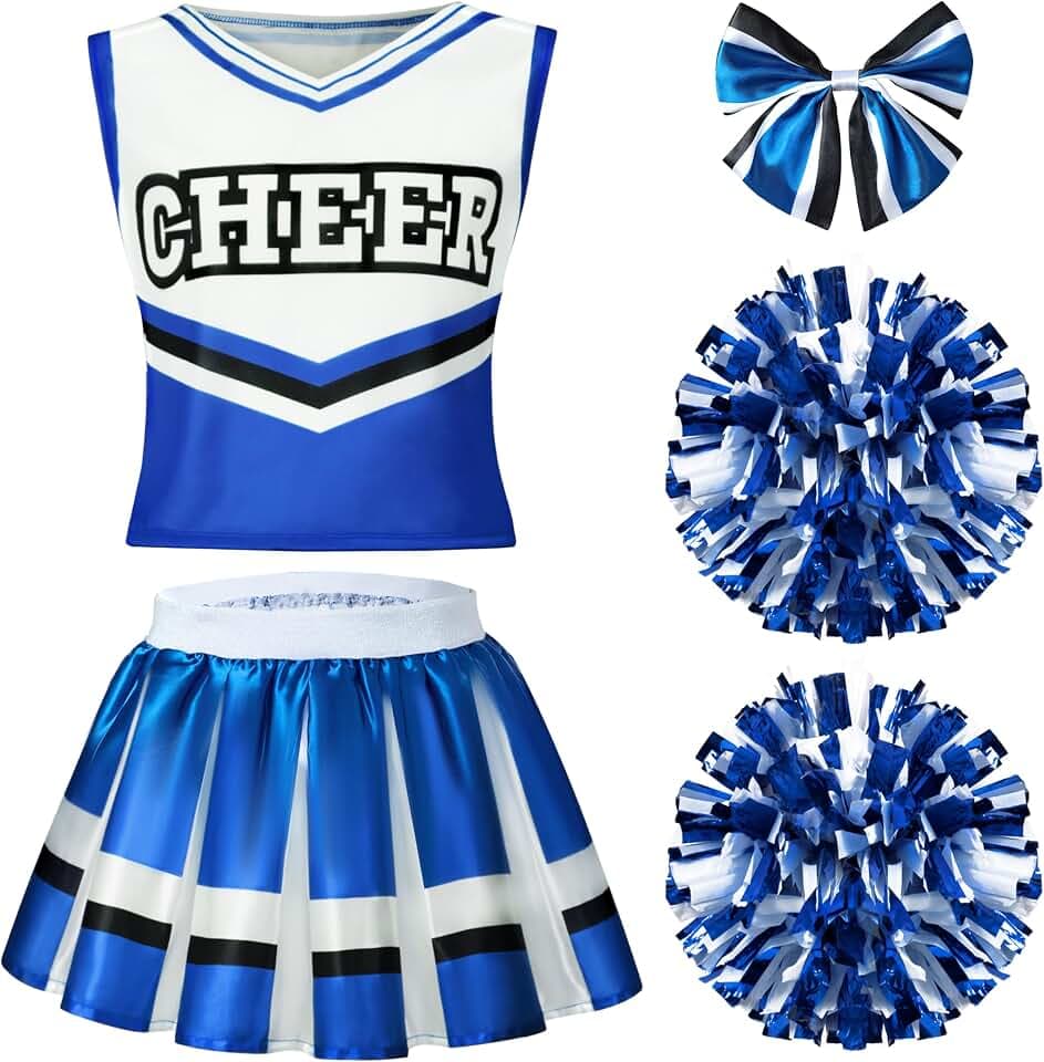 Spooktacular Creations Halloween Girl Cheerleader Costume, Cheer Uniform Set, Cheerleading Outfit for Halloween DressUp Party