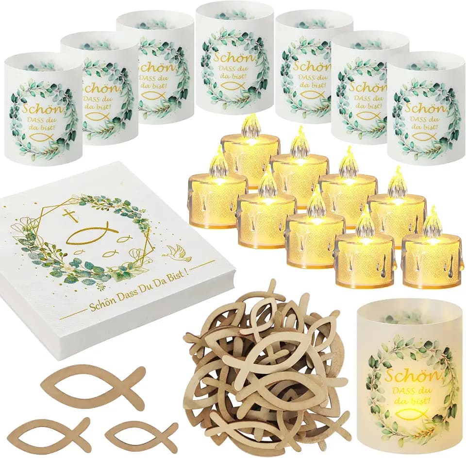 Konfirmation Tischdeko Set, Party Deko Eukalyptus Grün