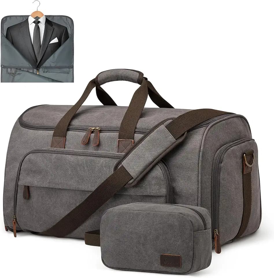 S-ZONE Carry On Garment Bag for Travel Convertible Garment Duffle Bag Suit Bags for Men Women Travel 2 in 1 Hanging Suitcase Business Travel Bag with Toiletry Bag, Gery, 50l