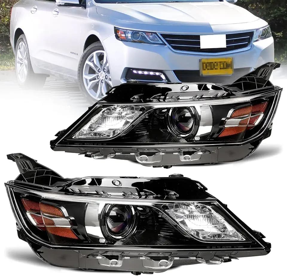 Halogen Headlight Assembly Fit for 2015-2020 Chevy Impala LS LT,Replacement Driver Passenger Side 84178024 84178023 GM2502417 GM2503417,Not for LTZ/Premier HID/Impala Limited