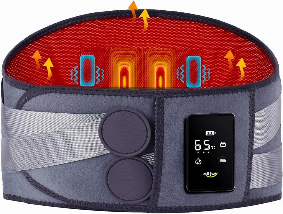 ALLJOY 170CM Wärmegürtel Rücken Heizkissen Kabellos Massagegerät 5000mAh