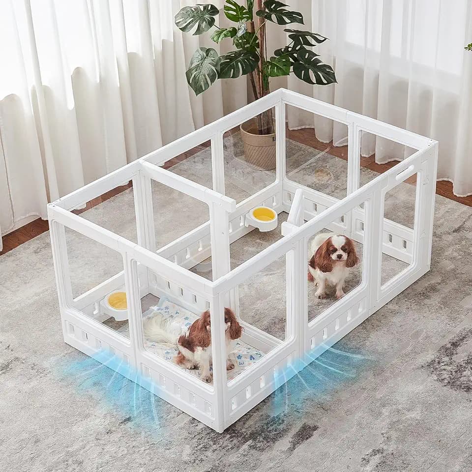 Clear-air Dog Playpen Indoor Acrylic Pen, 24" H, White, 12 Panels