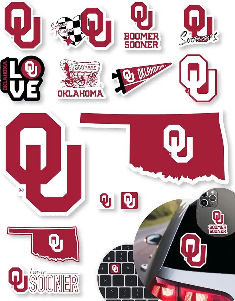 Oklahoma Sooners Stickers OU Decals Merch Gifts Car Football Vinyl 14 Pc