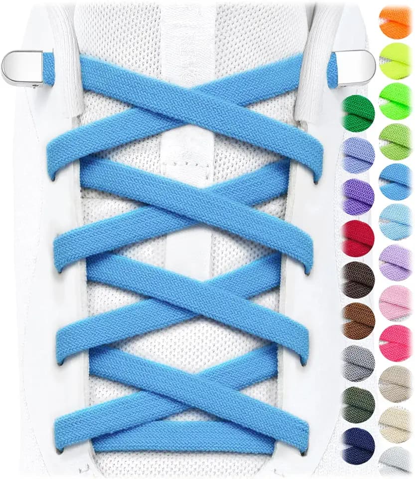Stepace 2 Pairs Flat Elastic No Tie Shoe Laces for Kids and Adults Sneakers
