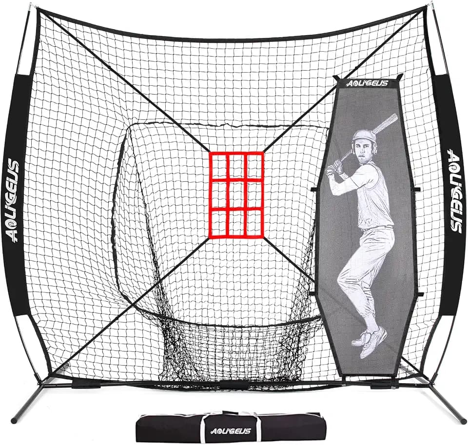 7'x7' Baseball Softball Practice Net with Strike Zone Target