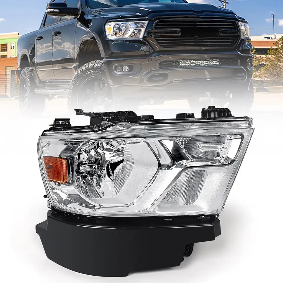 FIONE Halogen Headlight Assembly for Dodge Ram 1500 2019-2024 Right Chrome