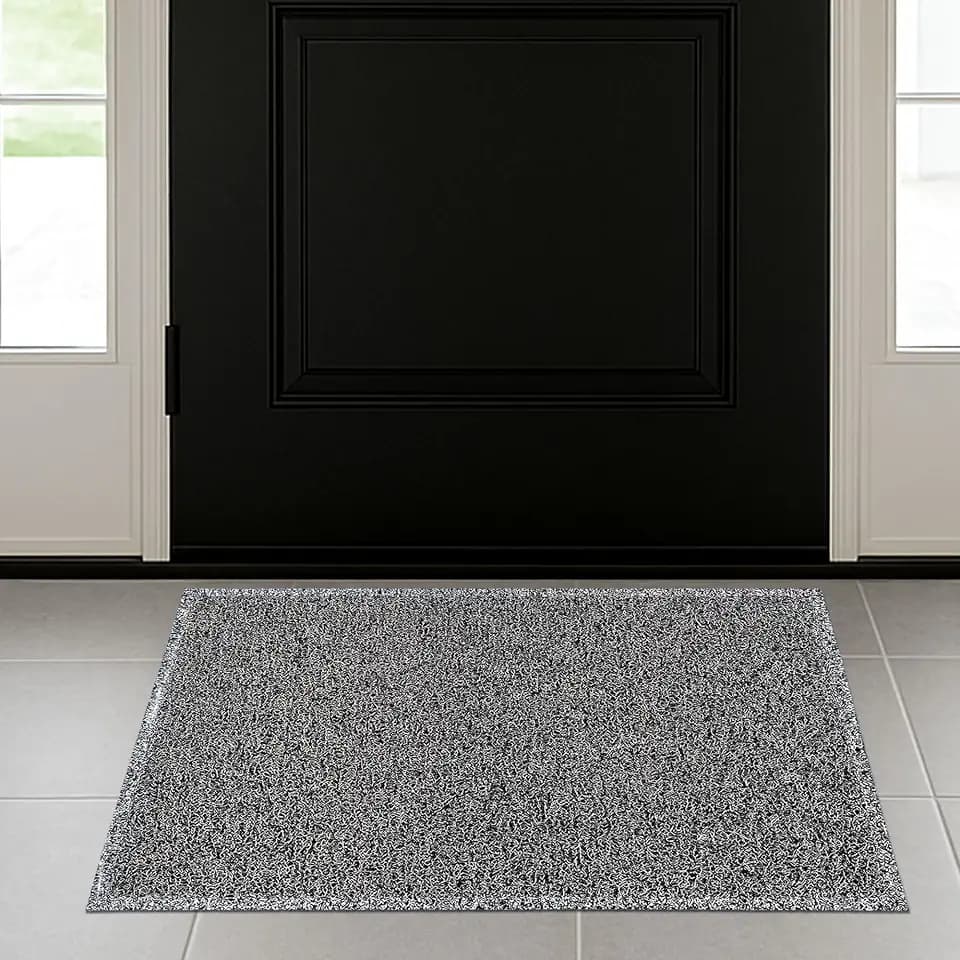 ULTRALUX Dirt Trapper Door Mat with Waterproof Back 60” x 36” Black & White