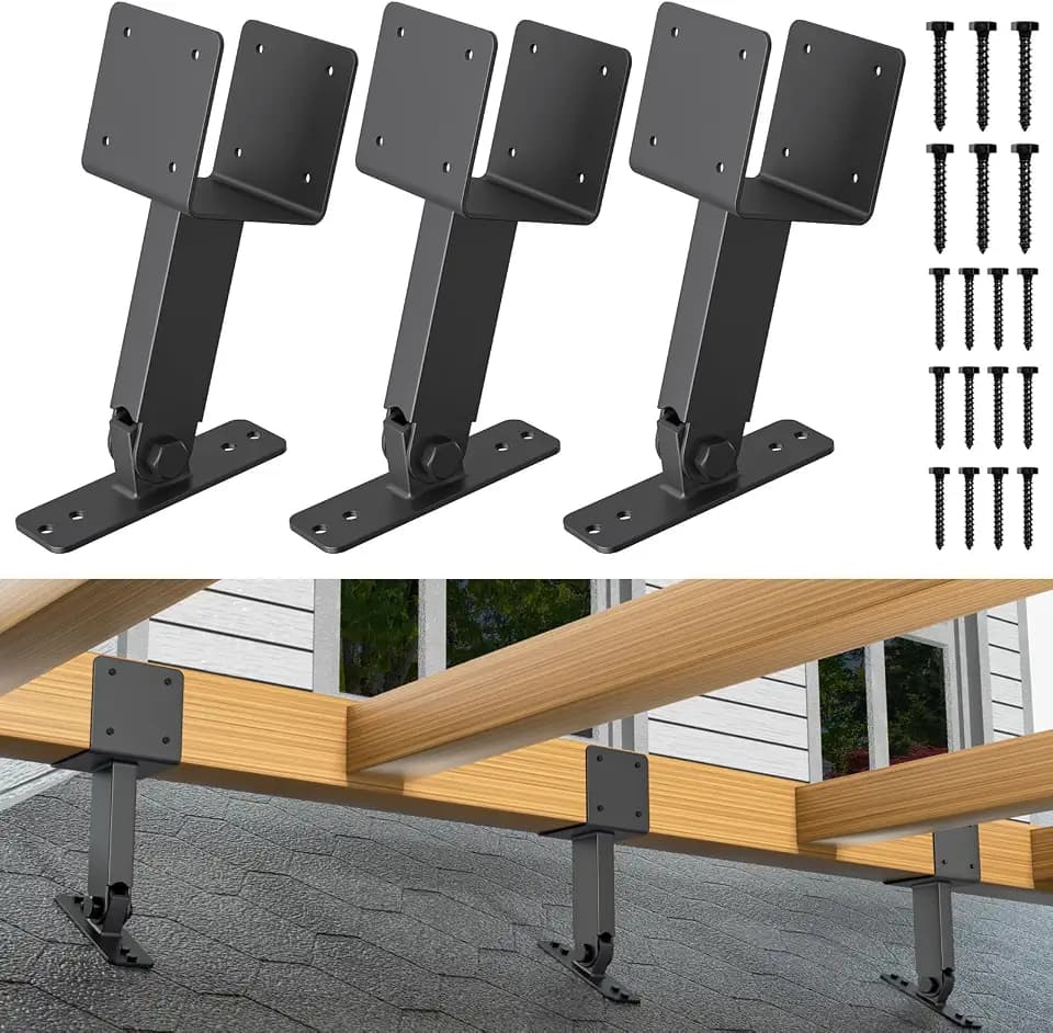 4x4 Heavy Duty Roof Riser Brackets Kit, 3PCS Adjustable Pergola Brackets