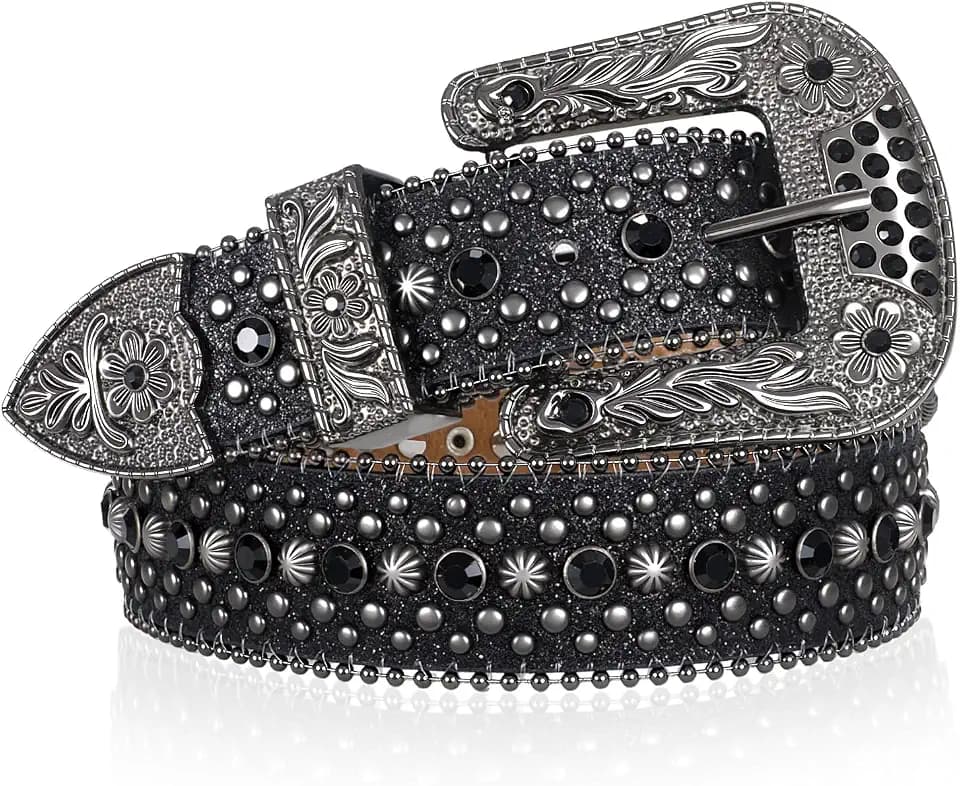 SUOSDEY Men Women Rhinestone Belt Western Cowboy Cowgirl Shine Crystal Diamond Studded Luxury Strap Belts