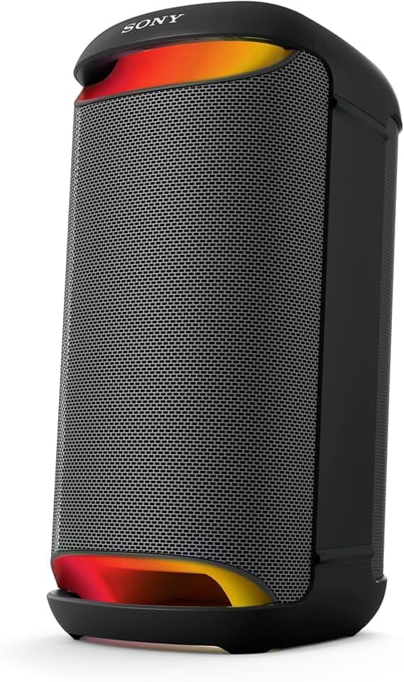 Sony SRS-XV500 - Kabelloser Bluetooth-Partylautsprecher mit kraftvollem Sound und MEGA BASS - 25 Stunden Akkulaufzeit, tragbar, LED-Beleuchtung, Party Connect, IPX4, Karaoke-Mikrofoneingänge - Schwarz