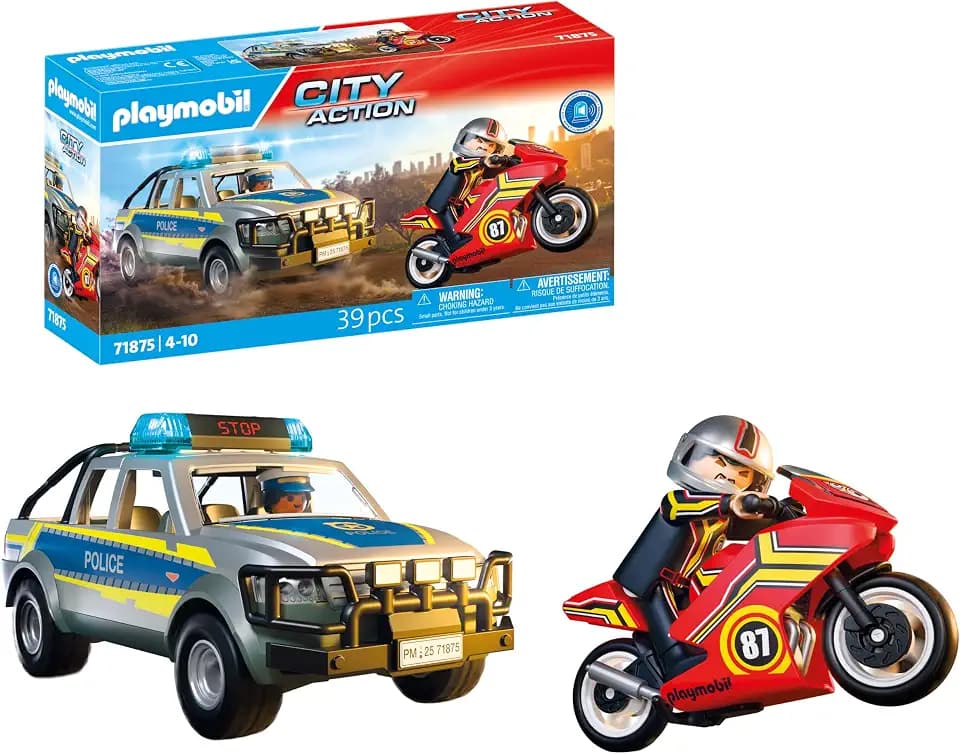 PLAYMOBIL | City Action | Verfolgungsjagd mit Polizei Pick-Up | Polizei-Spielzeug mit Licht- & Soundeffekten | Actionreiches Abenteuer-Spielzeug | Für Kinder ab 4 Jahren | 71875