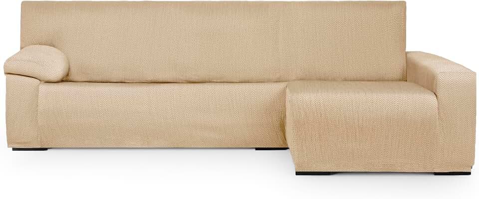Eysa sofabezug für chaiselongue mit Langer armlehne rechte Seite Vorderansicht beige Design Luz