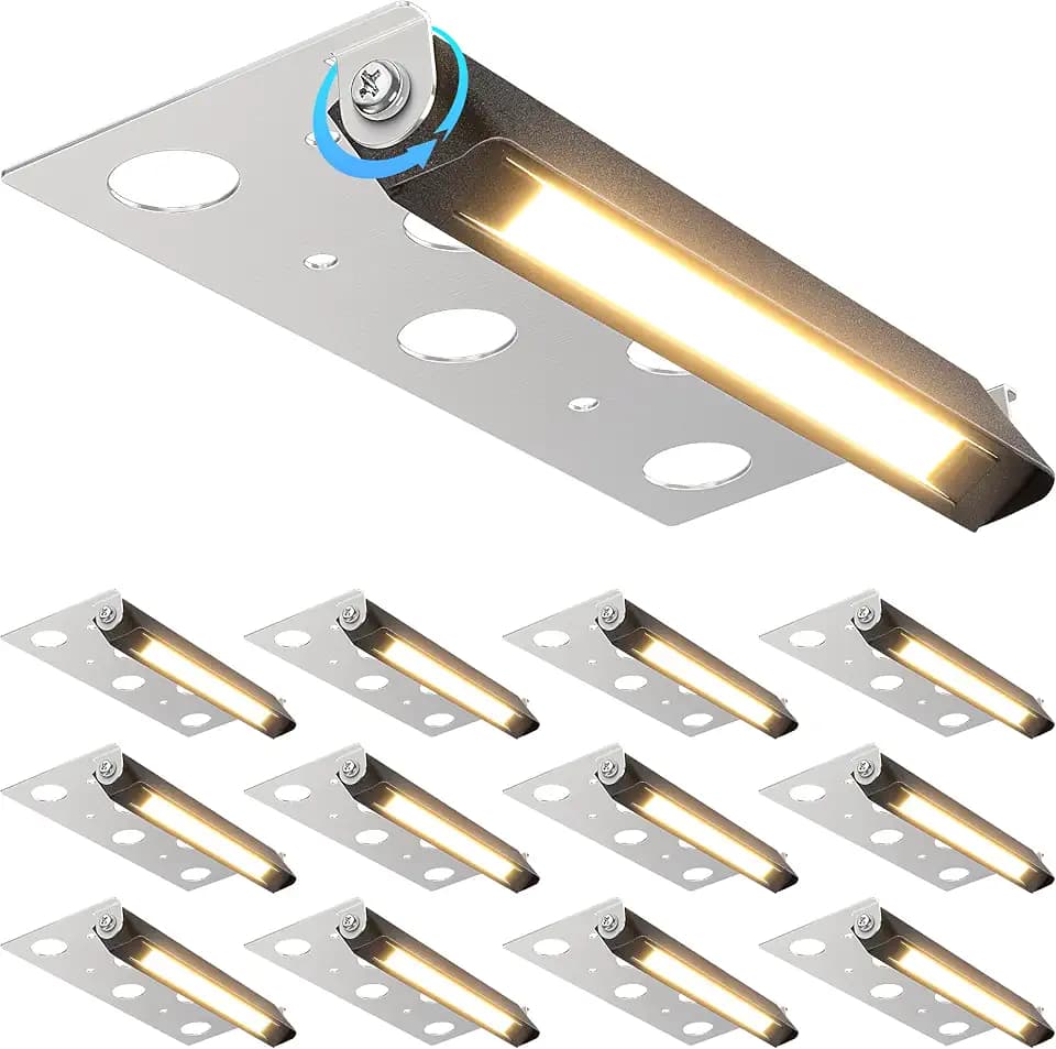 SUNVIE 7 Inch Retaining Wall Lights 5W LED Hardscape Lighting 12V-24V Low Voltage Step Lights 3000K Warm White Waterproof Outdoor Landscape Lighting for Patio Walls Stairs, 12-Pack with Connectors