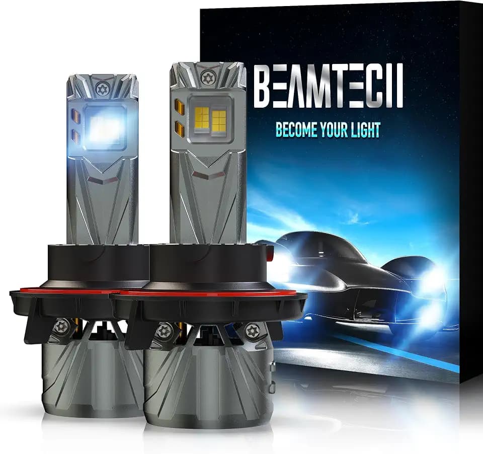 BEAMTECH H13 Bulbs, 800% Brighter High Speed Fan 6500K Light, Pack of 2