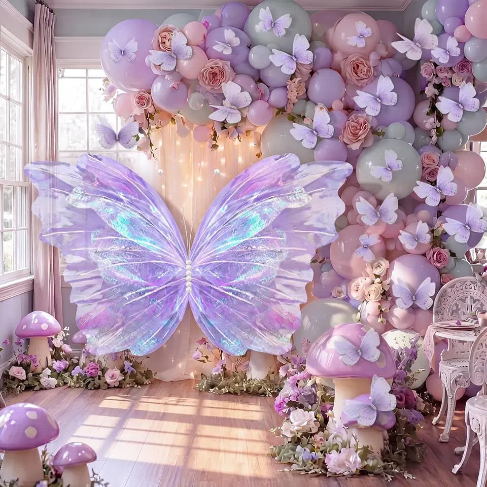 Sureio 51 Pcs Large Christmas Butterfly Decorations, Purple