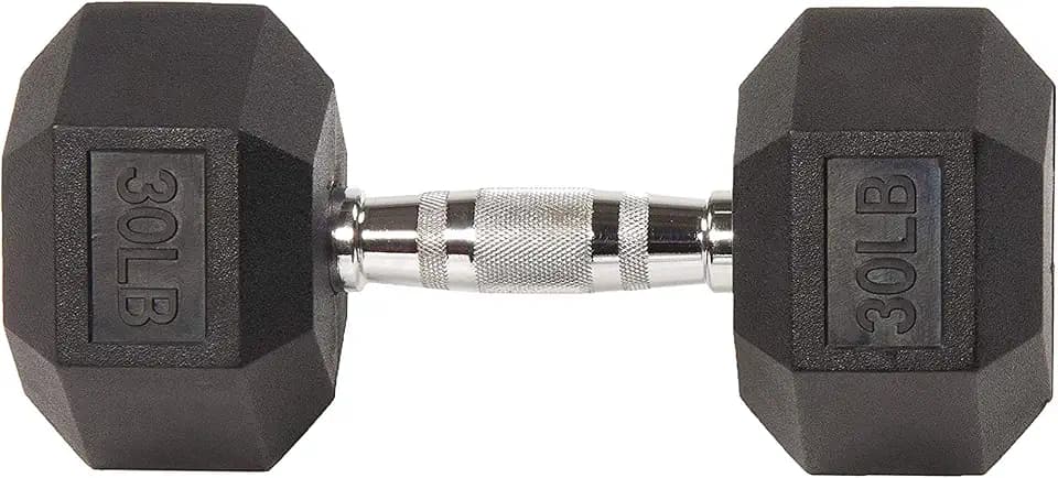 Rubber Encased Hex Dumbbell with Knurled Alloy Material Non-slip Handle, Basic Professional Dumbbell