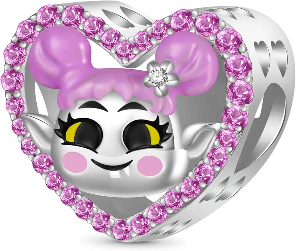 GNOCE Charm Perle Trolls König Gristle & Königin Nettles Doppelseitiger Bead 925 Sterling Silber mit Zirkonia Fit Armband/Halskette Geschenk für Mädchen/Kinder